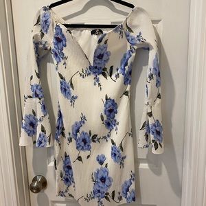 Missguided Pleated Bardot V Plunge Bodycon Dress